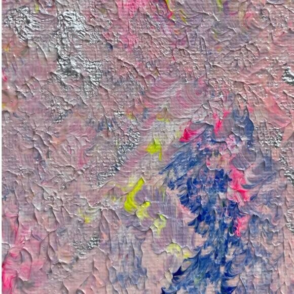 Cotton Candy Day at The Circus Custom Acrylic painting Pink Blue Yellow - Picture 3 of 6